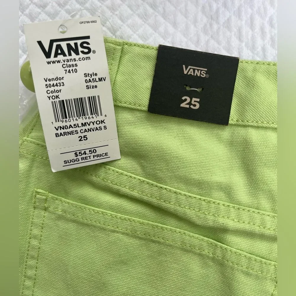 VANS Women's Green Barnes Canvas Cotton Shorts Size 25 MSRP: $54.50 NWT